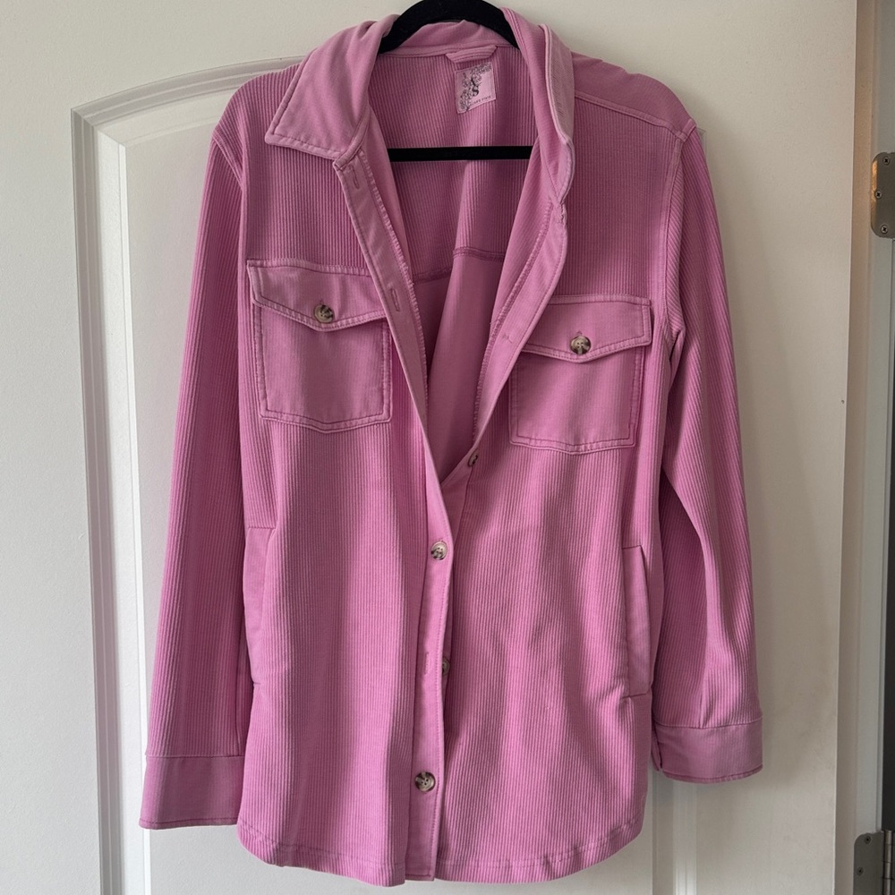 Stylish Pink Ribbed Shirt